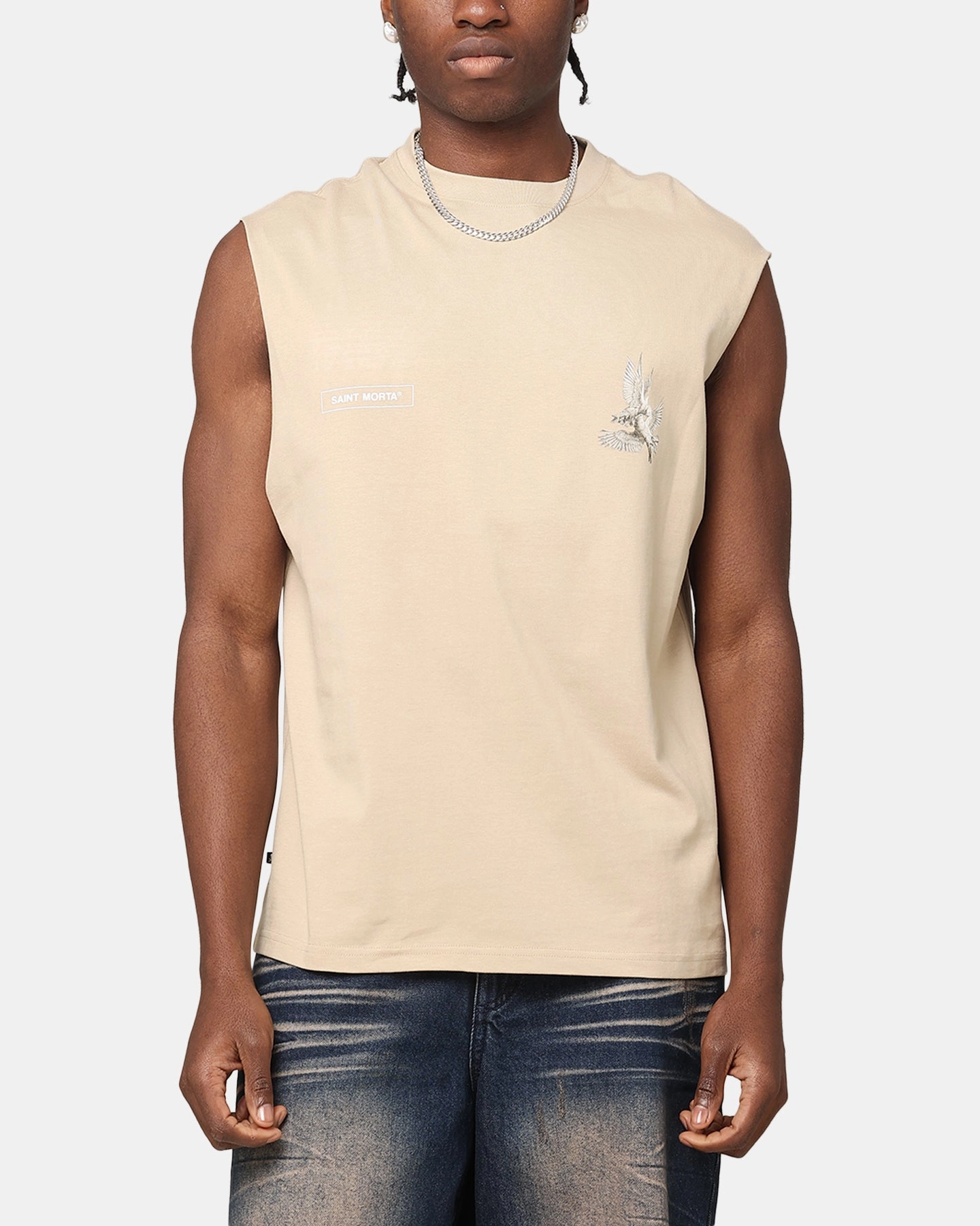 Saint Morta Doves Oversized Muscle T-Shirt Stone TearResistantWeave