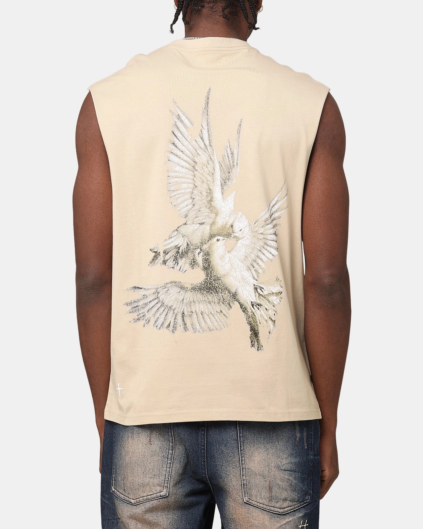 Saint Morta Doves Oversized Muscle T-Shirt Stone BreathableBackVents AbrasionResistant Surface