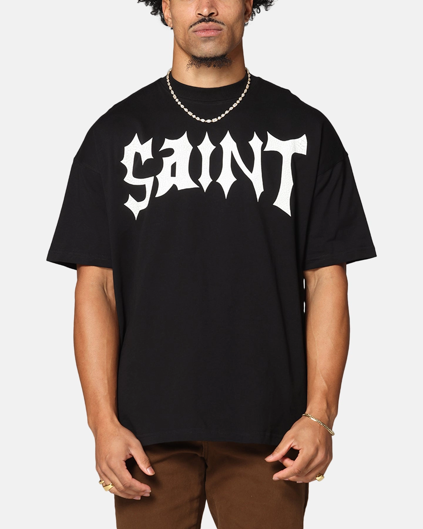Saint Morta Dynasty Boxy T-Shirt Black EcoCertified Material Winter Fashion