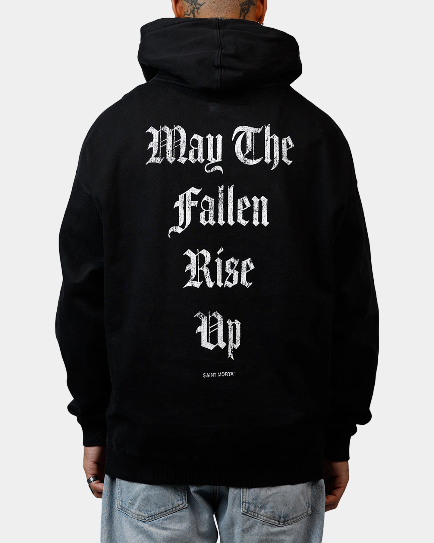 SoftKnit Saint Morta Fallen Rising Boxy Hoodie Black
