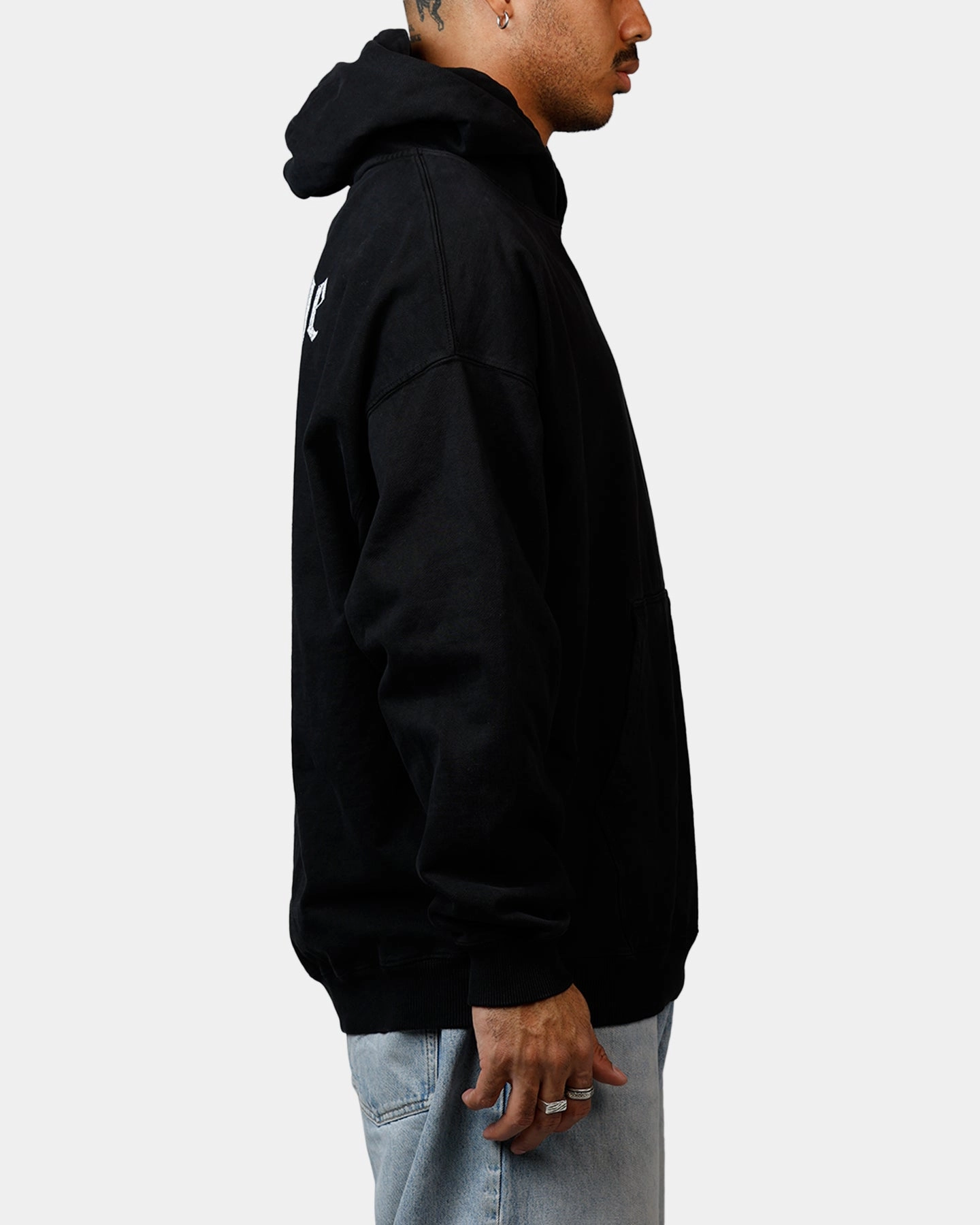 High Density Weave Fray Resistant Edges Saint Morta Fallen Rising Boxy Hoodie Black