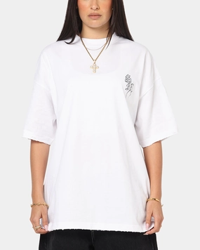 Multi Panel Cut Saint Morta Fray Boxy T-Shirt White