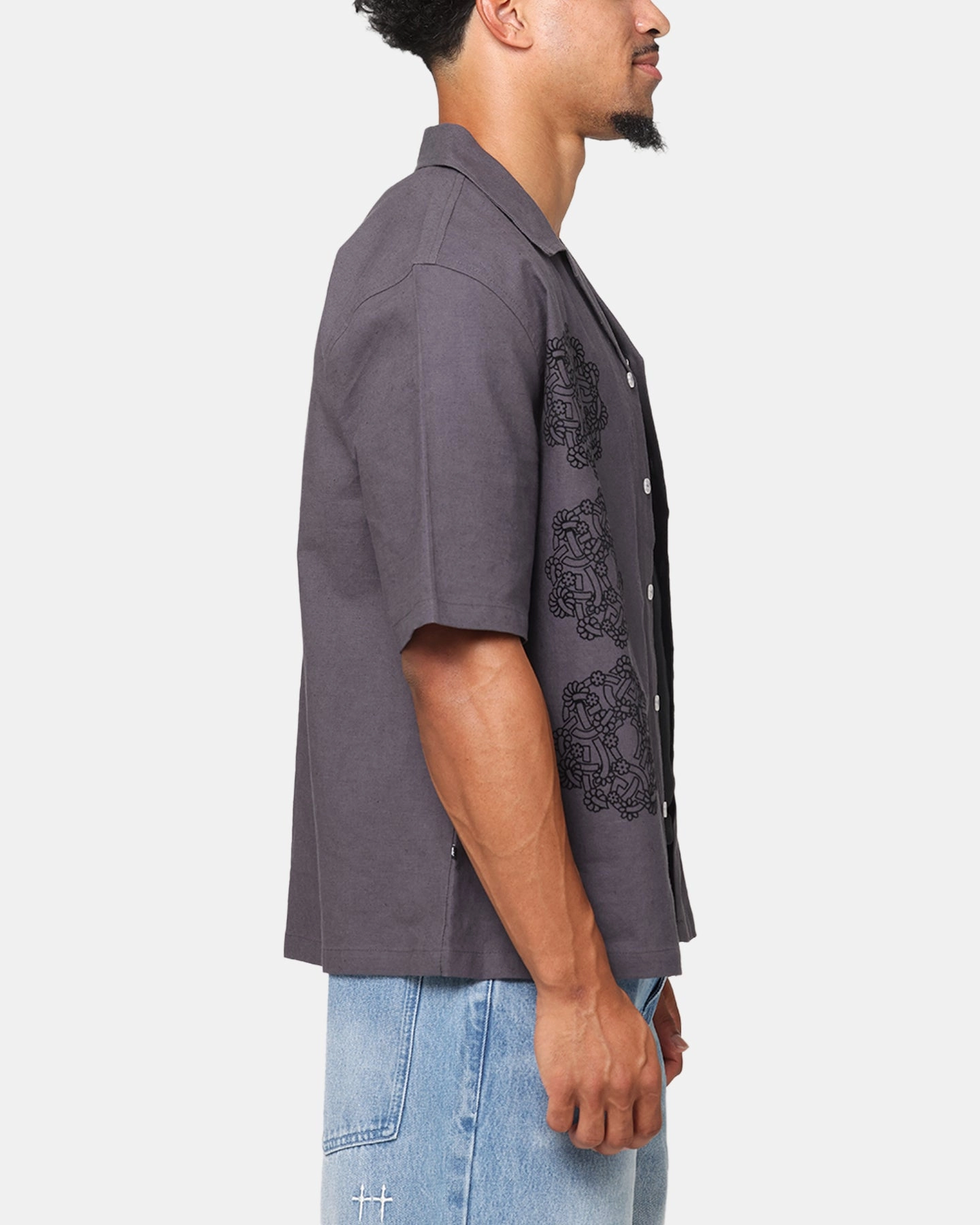 Saint Morta Gardenia Button Up Shirt Black Shadow AntiFade Treatment