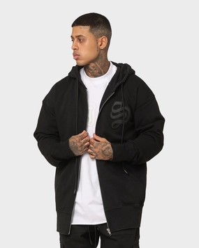 Saint Morta Gothic Appliqu?? Zipped Vintage Hoodie Vintage Black Stretch Blouse Laser Cut Edges