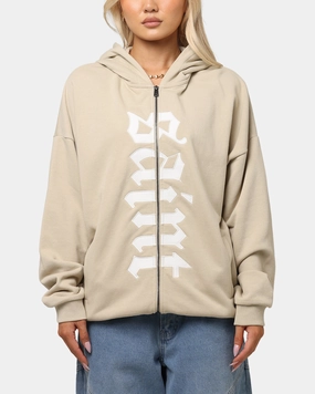 MinimalistDesign TaglessLabel Saint Morta Gothic Distressed Zip Hoodie Stone