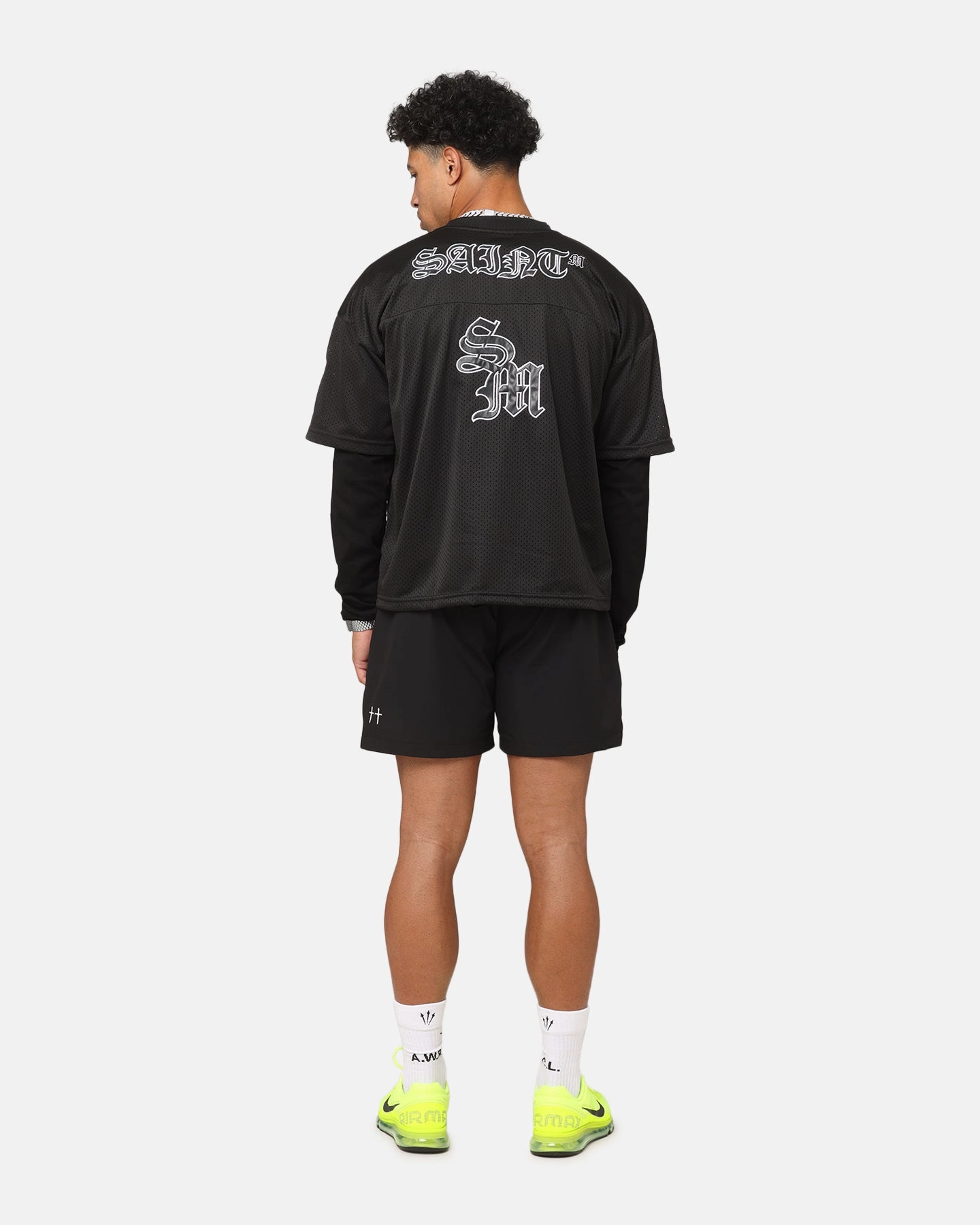 Breathable Lining Saint Morta Gothic Mesh Layered Long Sleeve Jersey Black