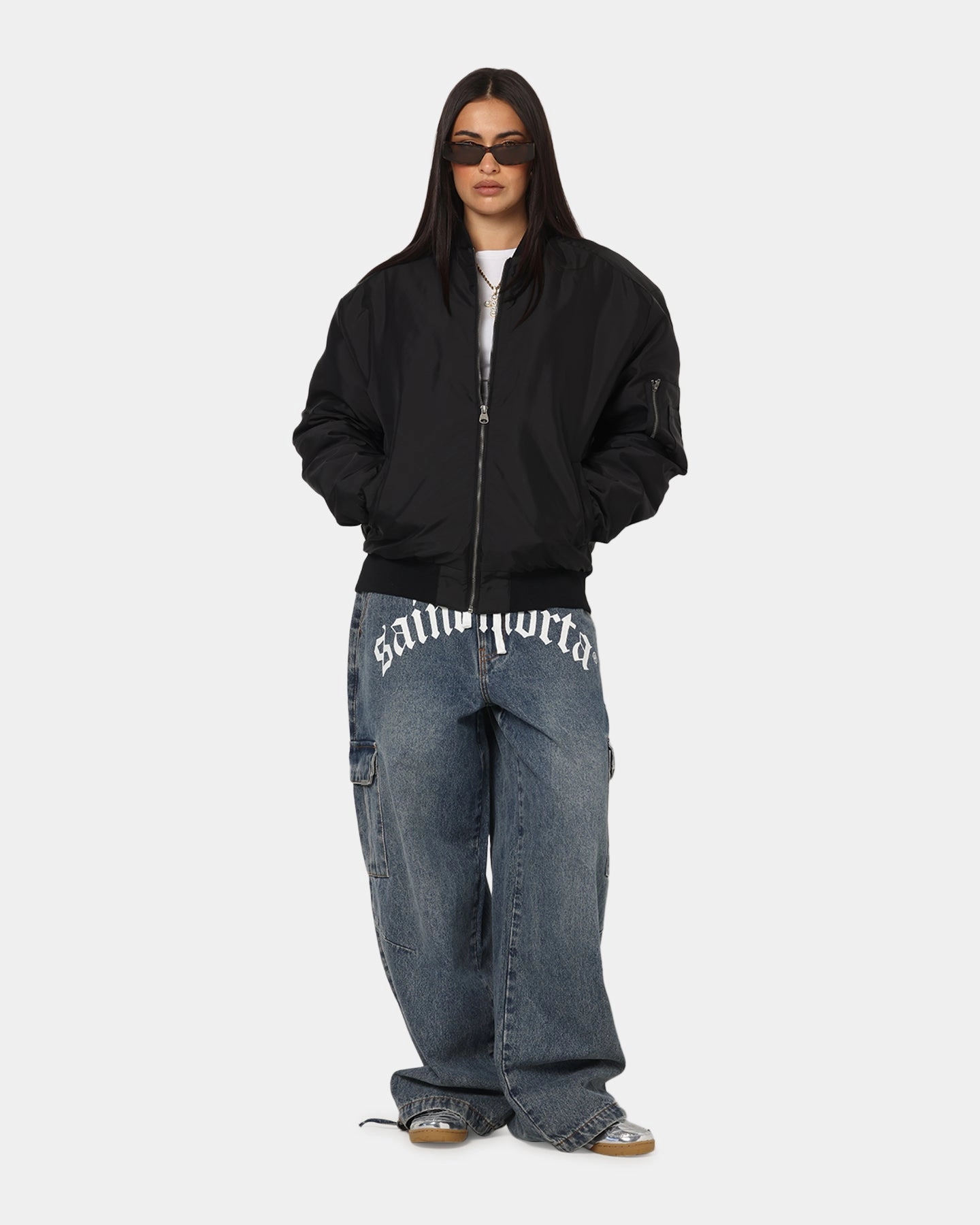 Saint Morta Gothic Noir Bomber Jacket Black RibbedCollar