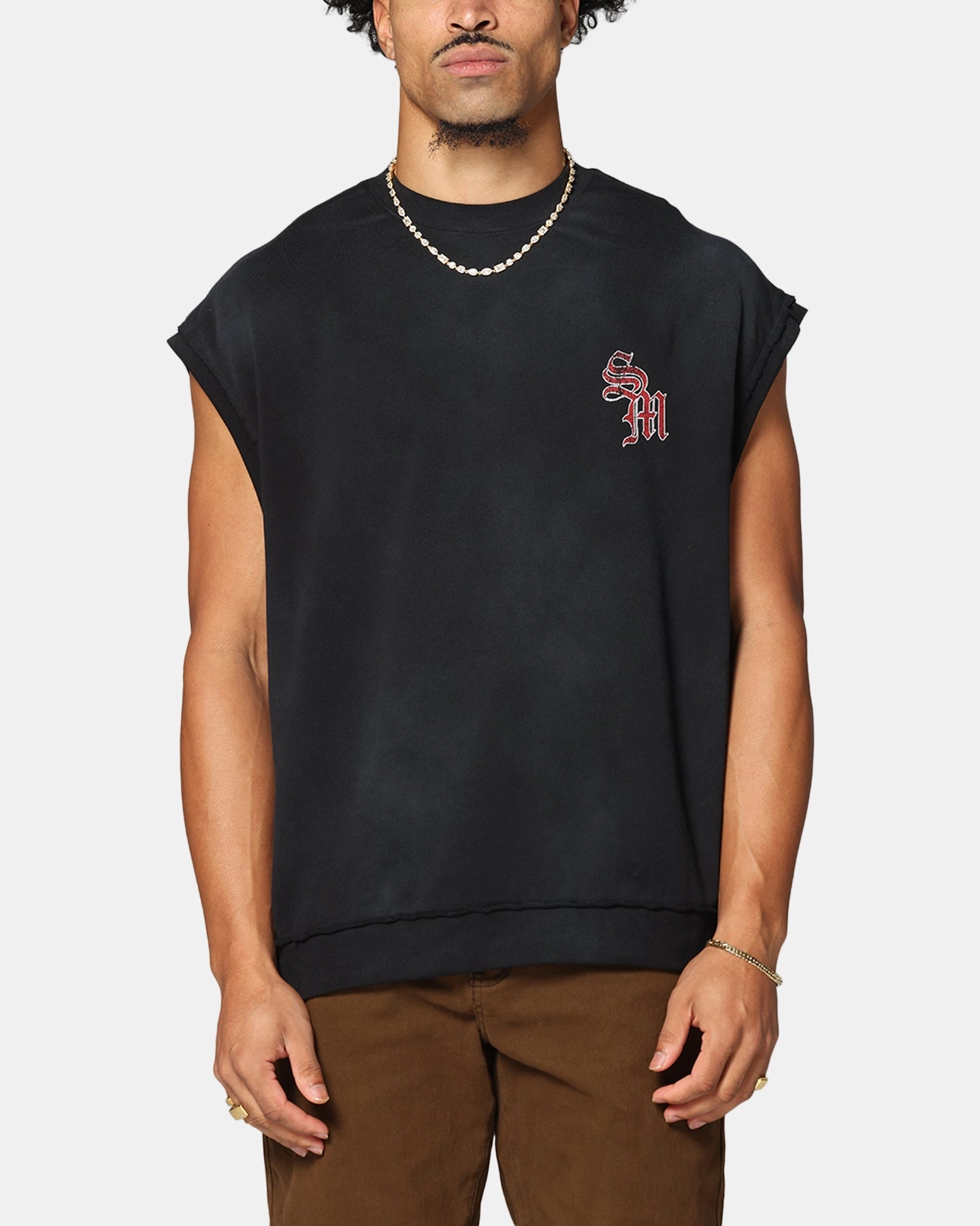 Saint Morta Hardcore Cut Off T-Shirt Sunfade Grey NonToxicCoating Layered Collar