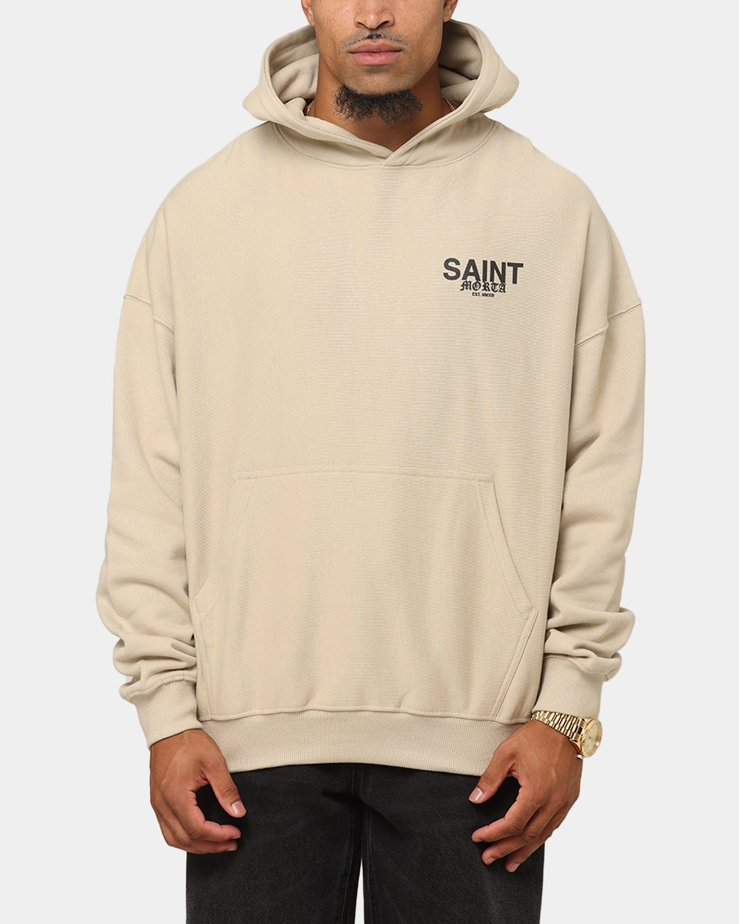 Heather Effect Finish Long Sleeve Tee Saint Morta Heavens Boxy Hoodie Stone