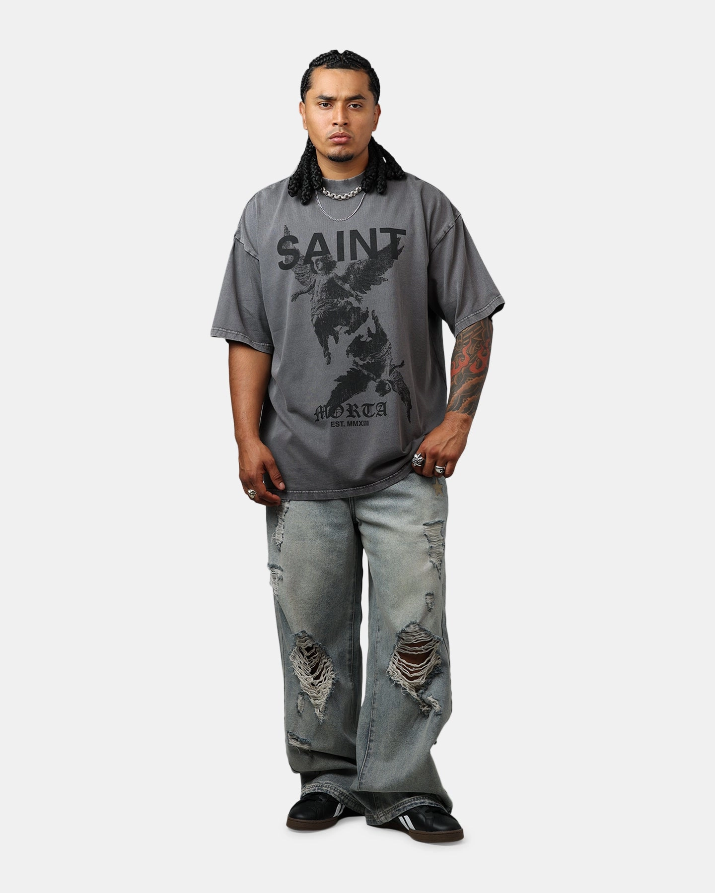 HypoallergenicFabric Versatile Layering Saint Morta Heavens Mock T-Shirt Washed Charcoal