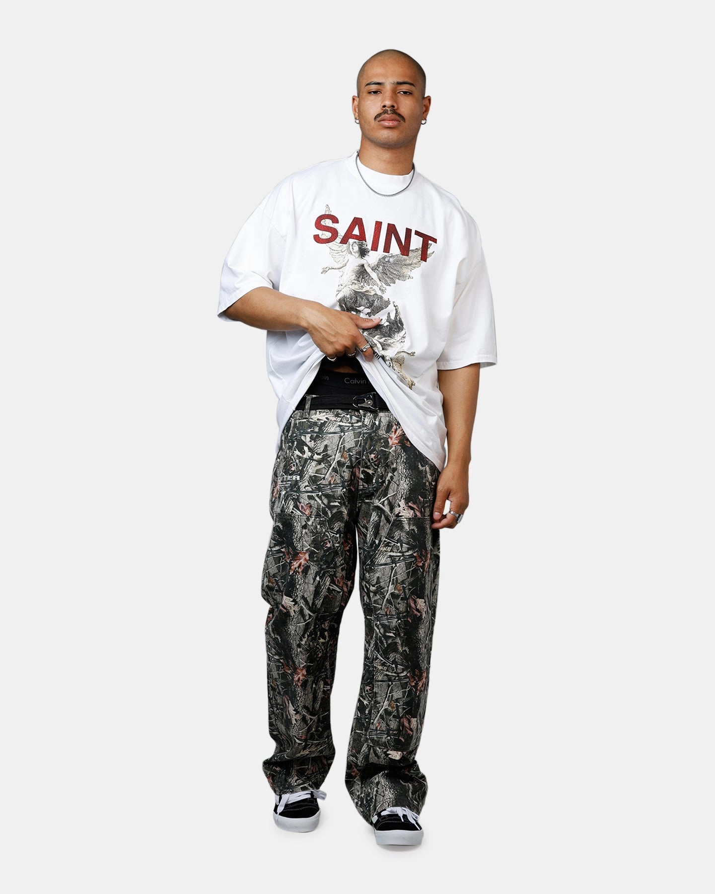 Saint Morta Heavens Mock T-Shirt White Non Closure Collar