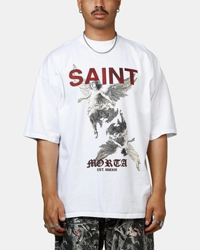 Rolled Hem Detailing Heather Effect Finish Saint Morta Heavens Mock T-Shirt White