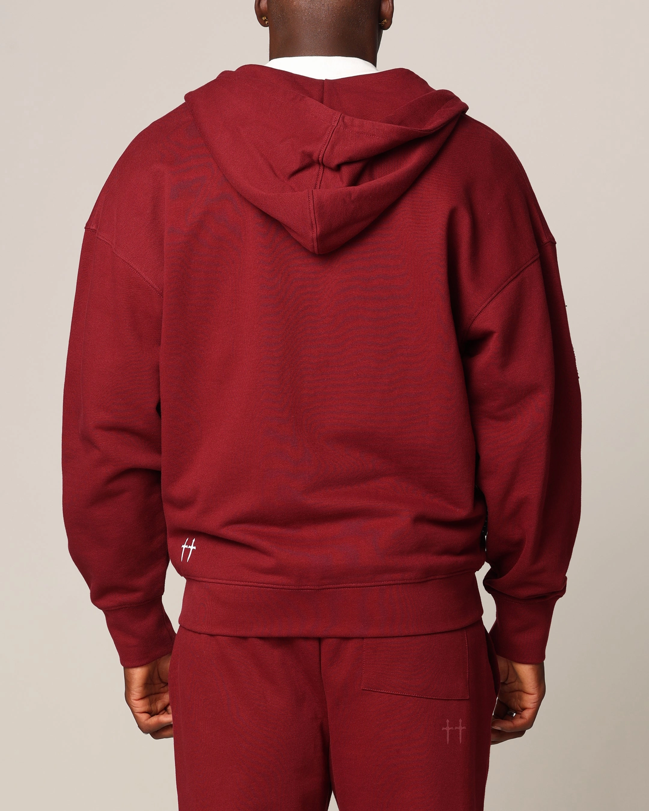 Saint Morta Hellfire Zip Hoodie Lava LightweightTexture Layered Panel Construction