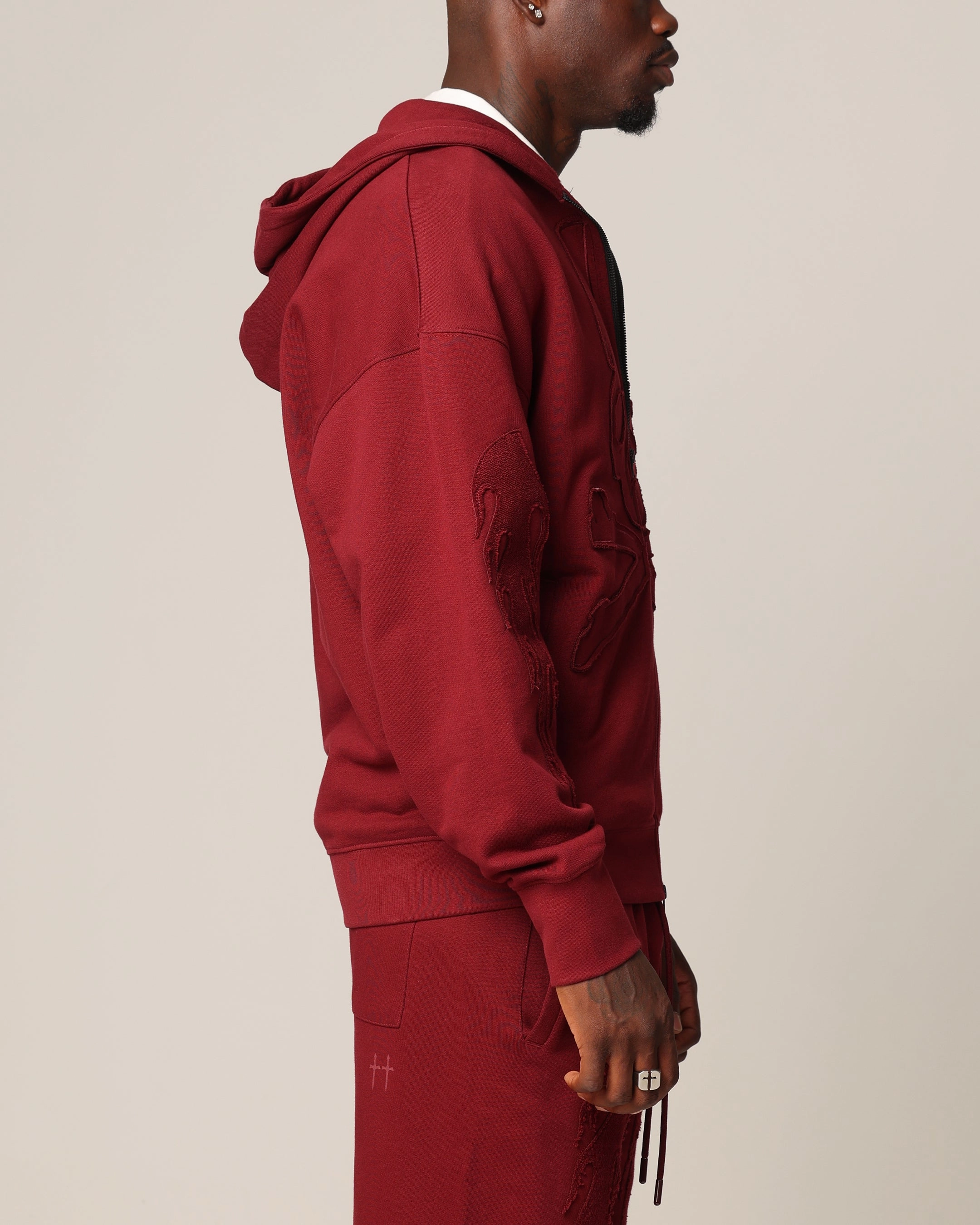 SelfFabric Binding Saint Morta Hellfire Zip Hoodie Lava