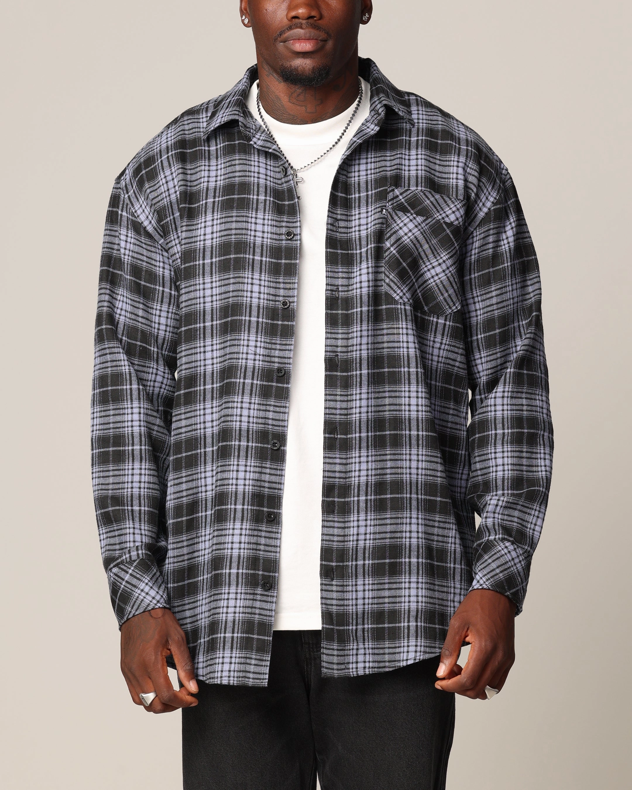 Saint Morta Heron Flannel Shirt Blue/Black ReflectiveTrims
