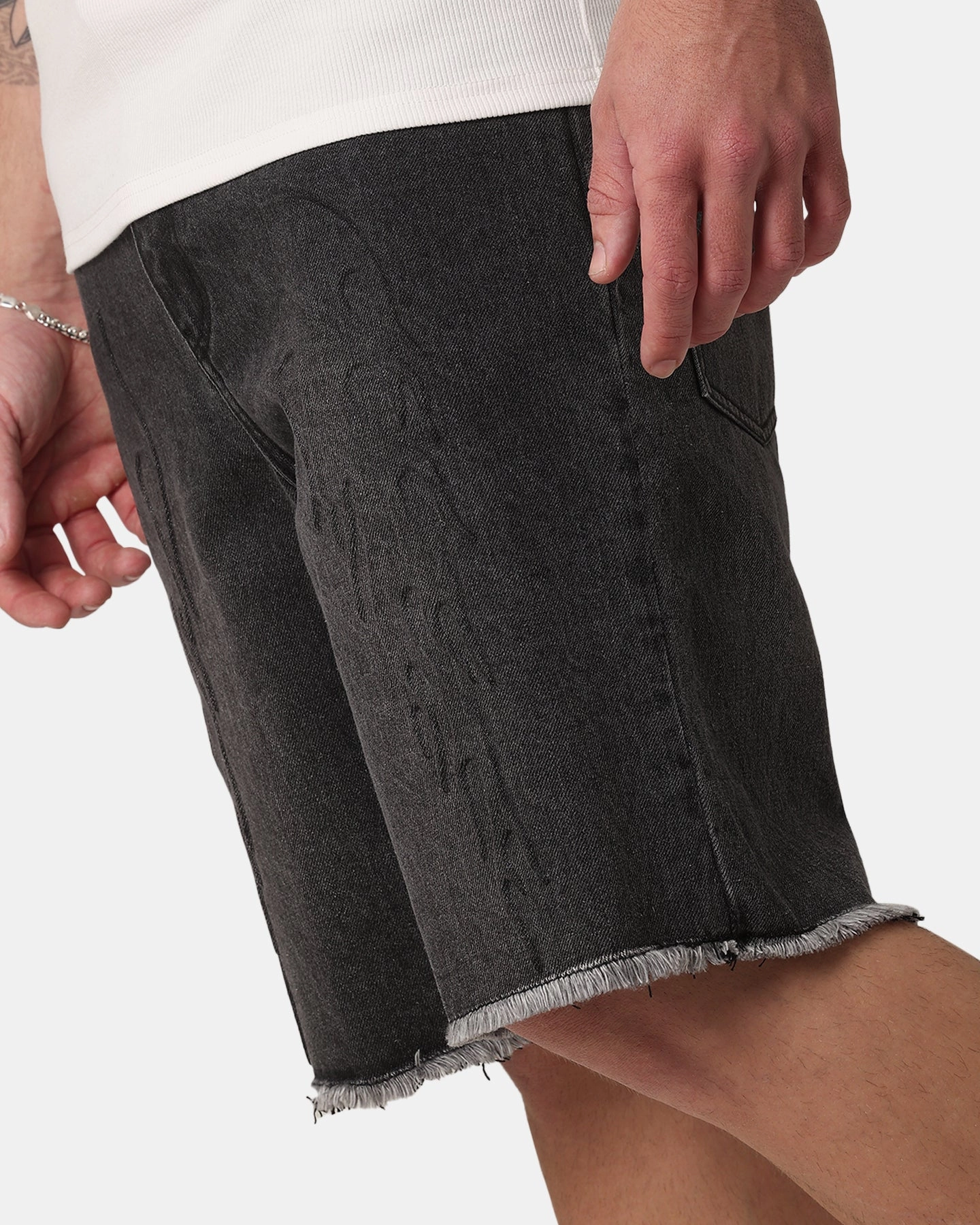 Shape Flex Fashion Comfort Wear Saint Morta Inferno Baggy Denim Shorts Black Shadow