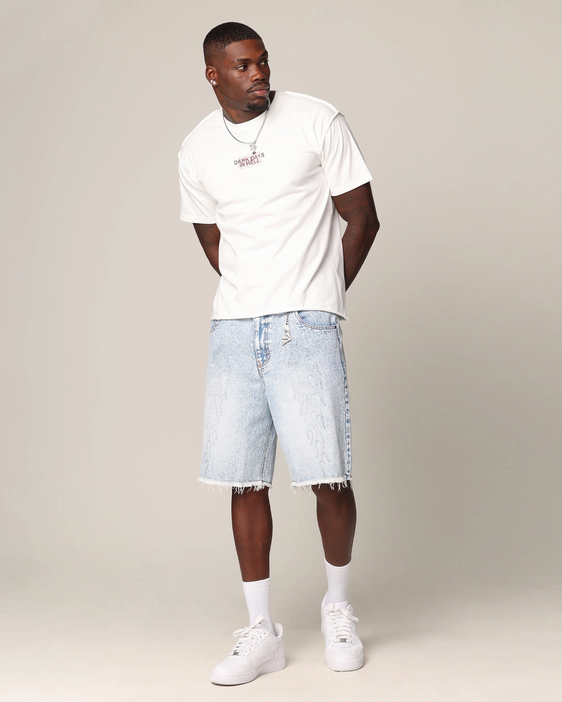Saint Morta Inferno Baggy Denim Shorts Blue Acidwash Timeless Utility