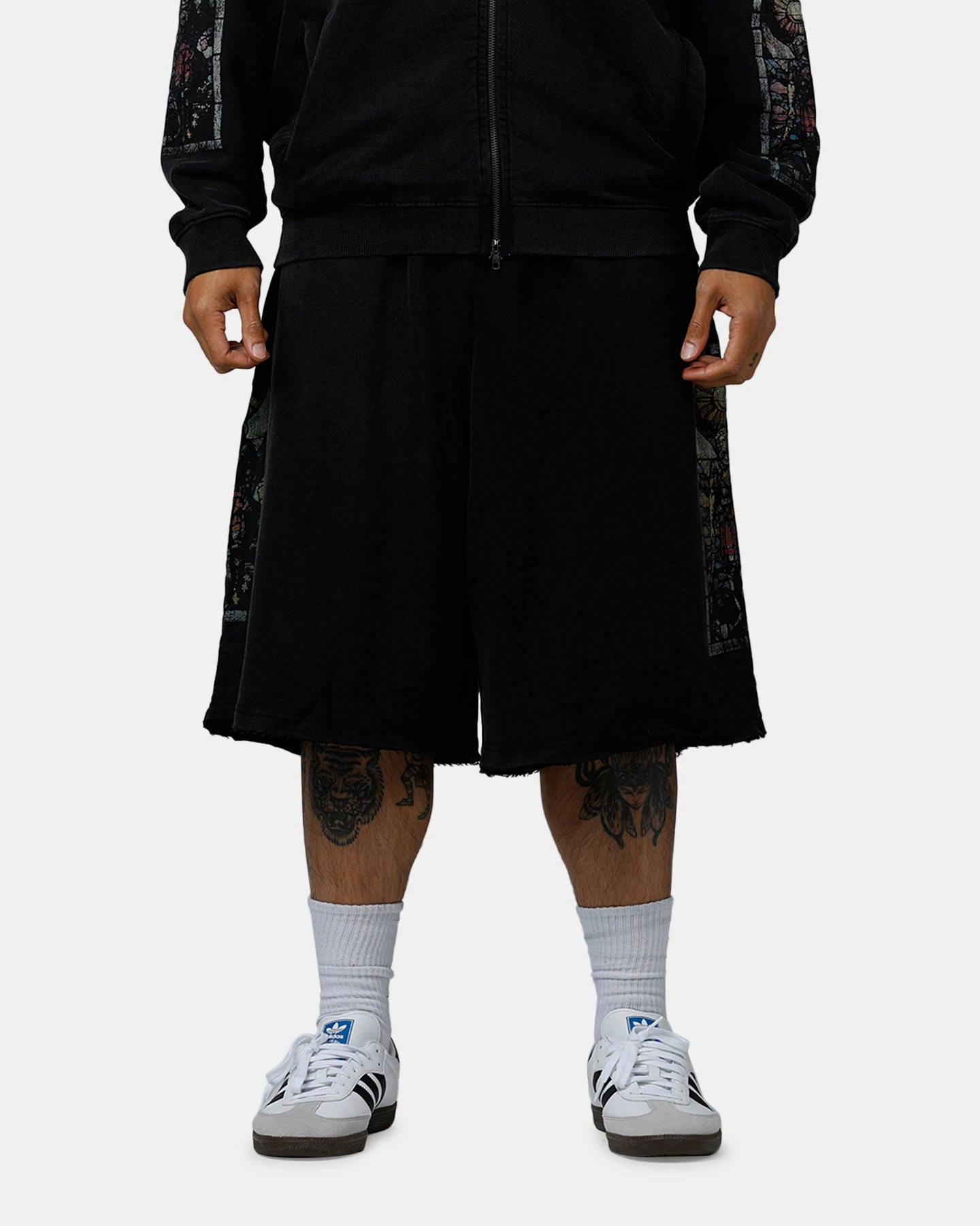Effortless Look Light Waist Saint Morta Kingdomcome Baggy Sweat Shorts Vintage Black