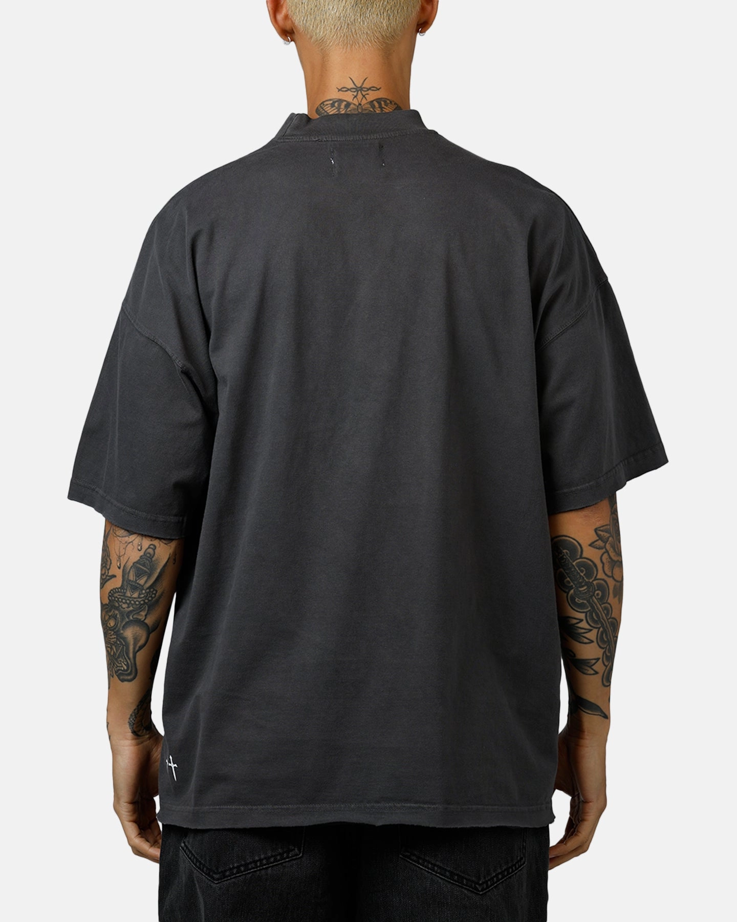 Brushed Microfiber Surface Minimalist Collar Saint Morta Kingdomcome Boxy T-Shirt Washed Charcoal