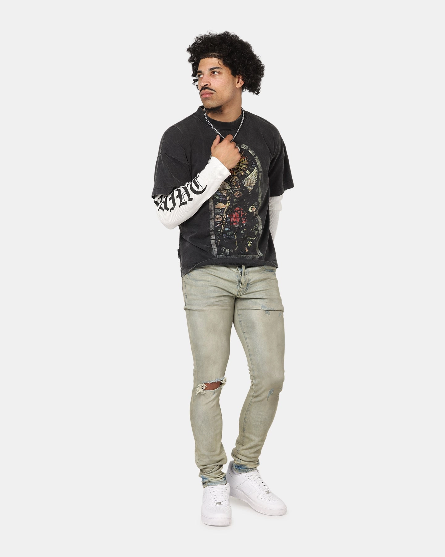 Saint Morta Kingdomcome Long Sleeve T-Shirt Vintage Black Relaxed Hoodie