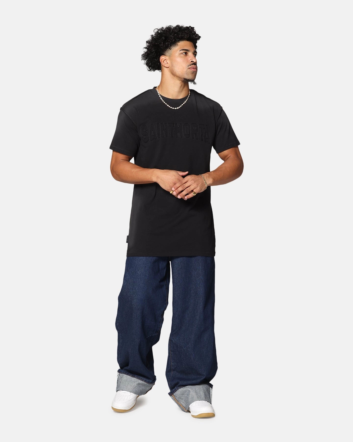 Comfort Cushion Neckline Layered Hemline Saint Morta Manticore Lafayette T-Shirt Sunfade Black