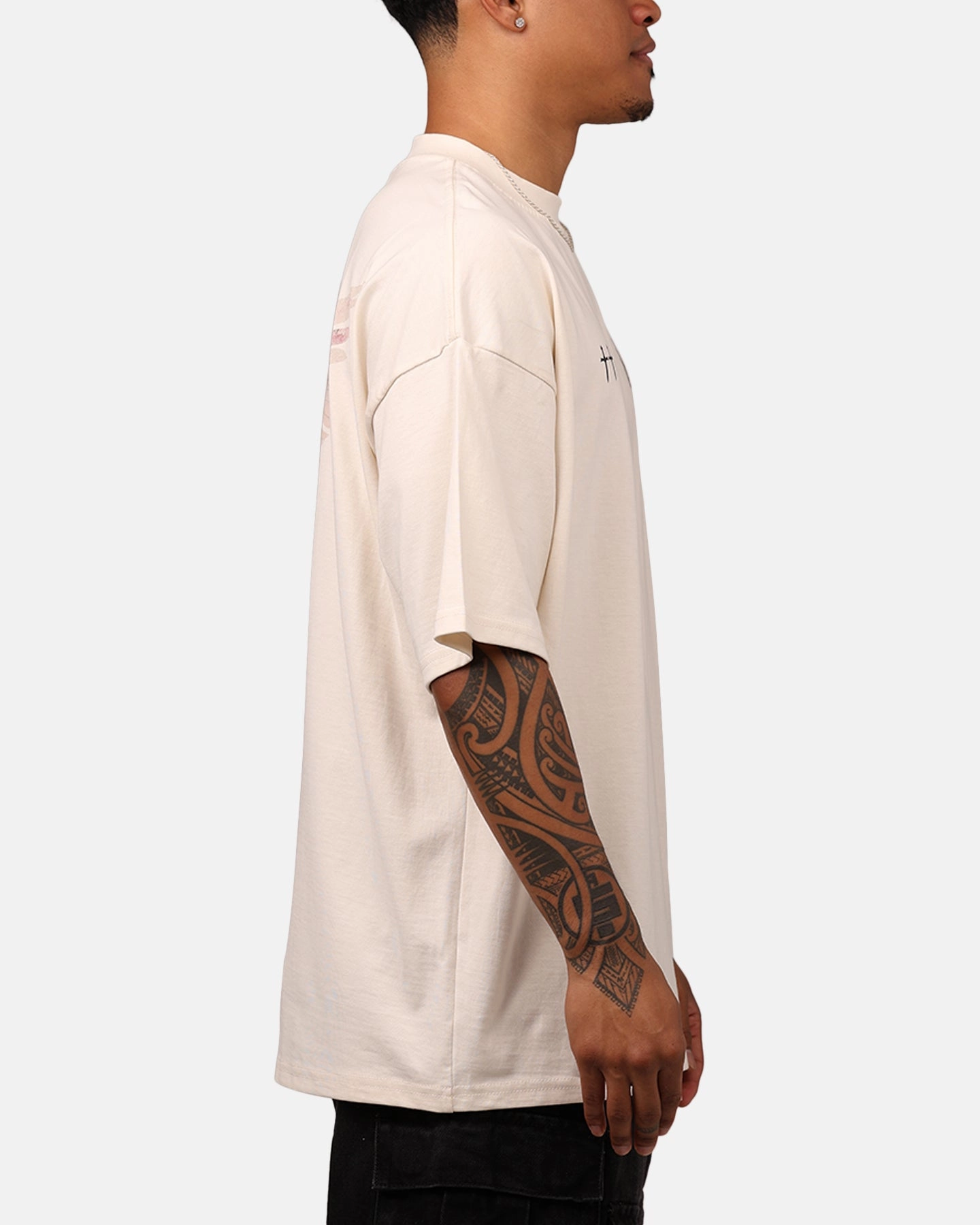 Saint Morta Momento Mori Mock T-Shirt Off White High Collar Design Subtle Texture Weave