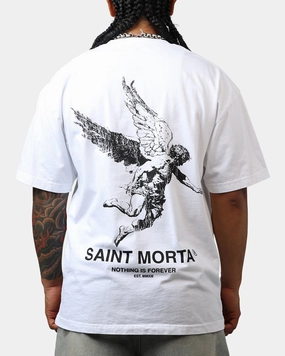 Saint Morta Nothing Is Forever Drop T-Shirt White Ventilated Panel Design Stretchable Neckline