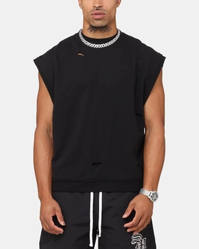 Saint Morta Premium Cut Off Sweat Shirt Black Basic Sweatshirt