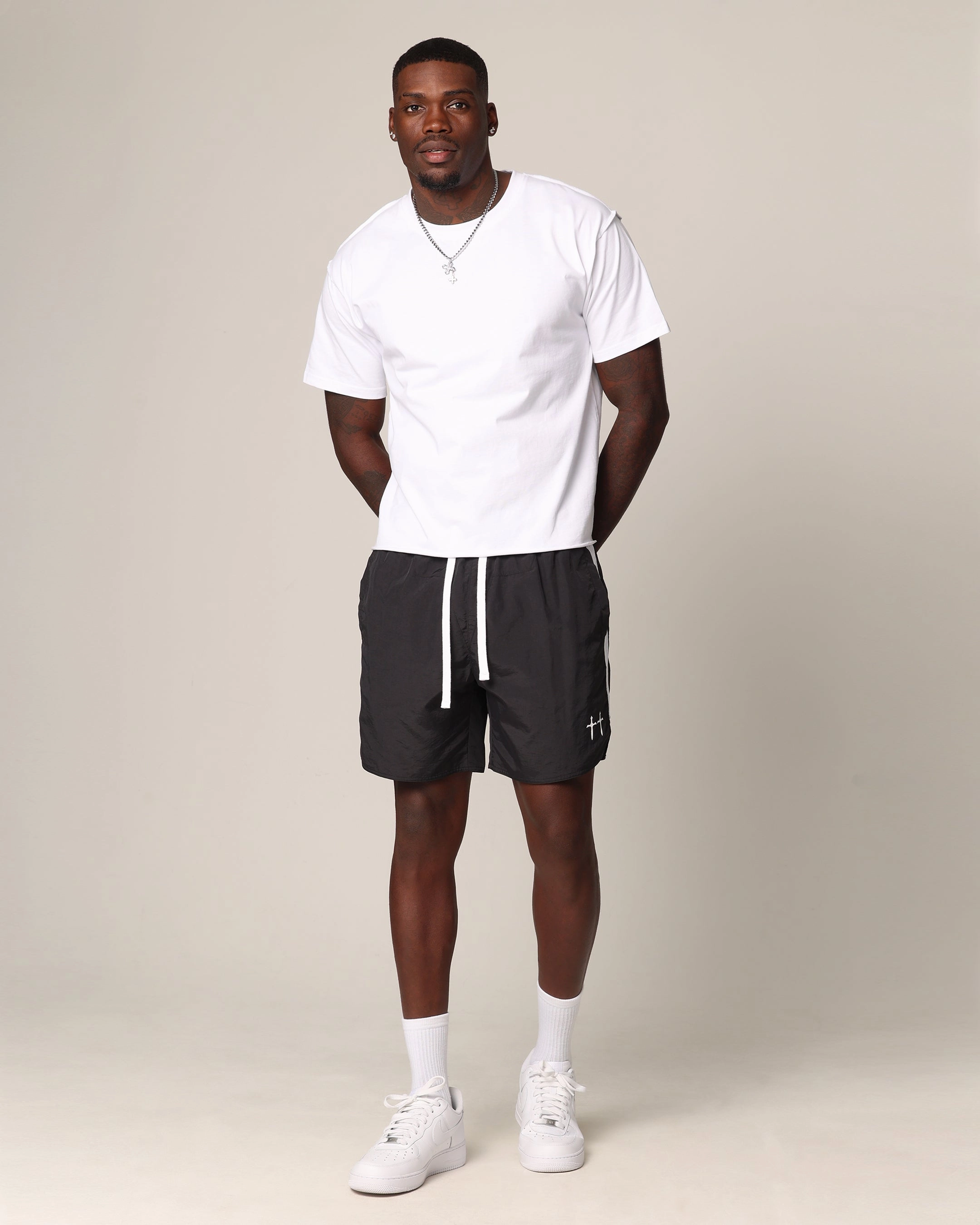 Saint Morta Relic Nylon Shorts Black/White Flexible Performance Wear