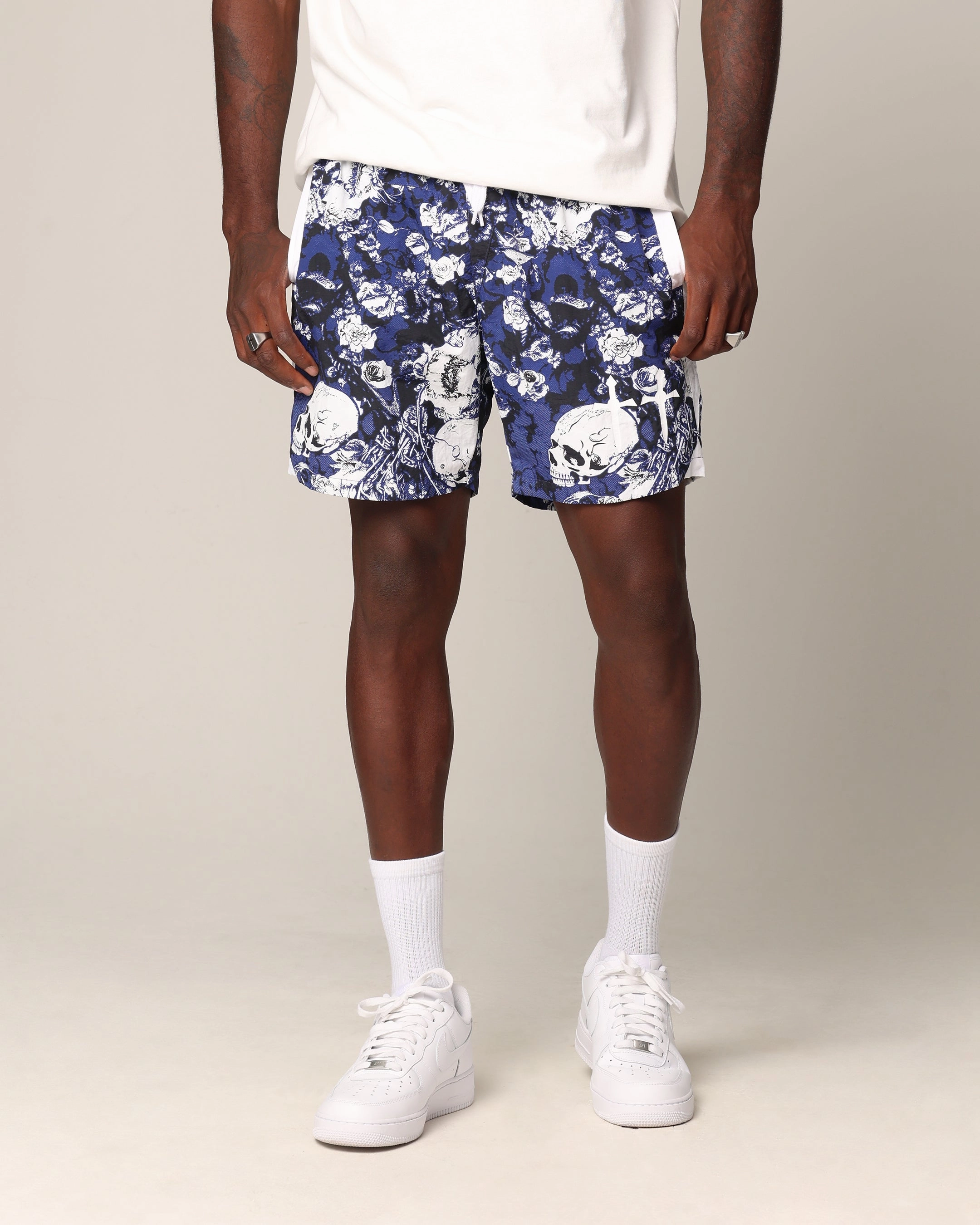 Saint Morta Relic Nylon Shorts Blue/White Flex Fit
