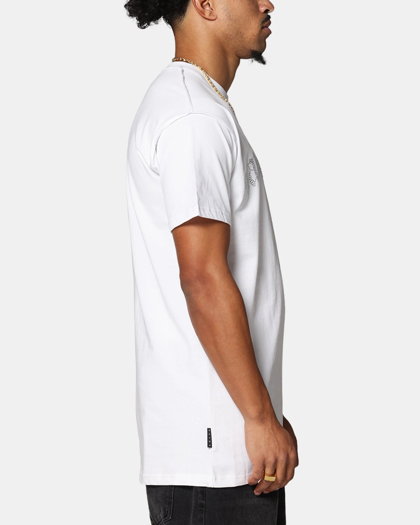 Saint Morta Rhinestone T-Shirt White Reflective Accent Stripes