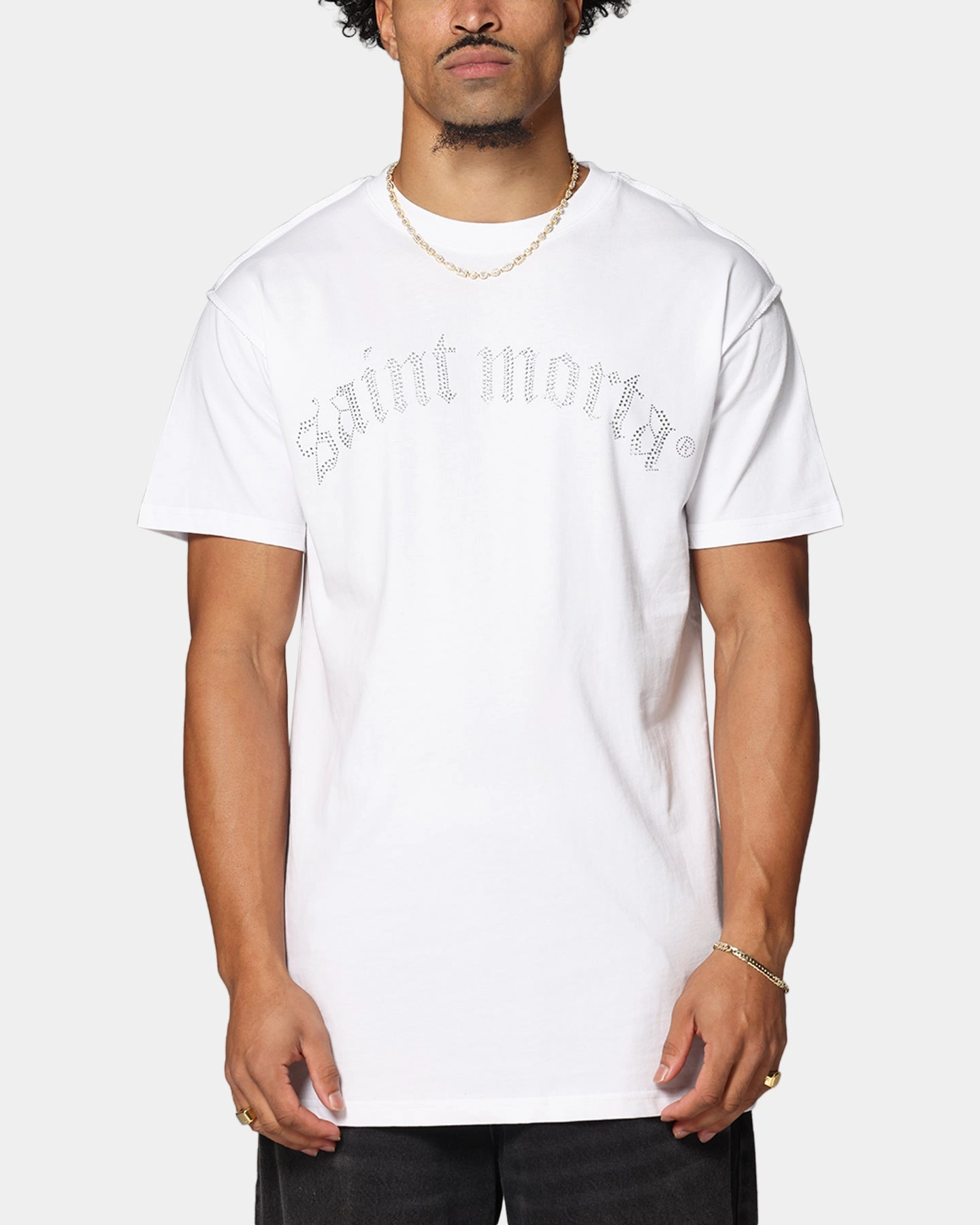 Saint Morta Rhinestone T-Shirt White LightweightWeave