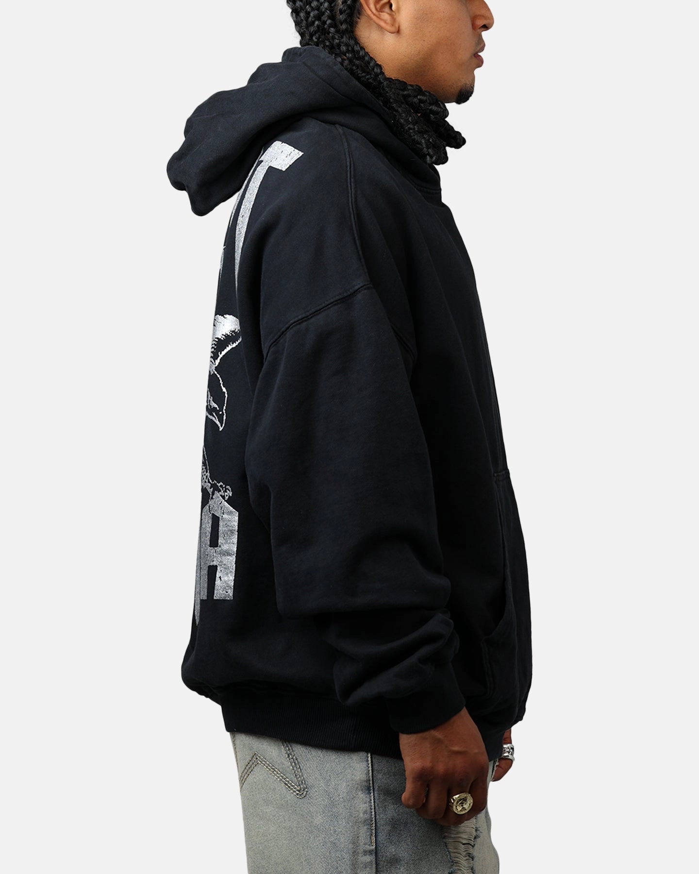 Simple Pullover Saint Morta Ride Or Die Boxy Hoodie Black