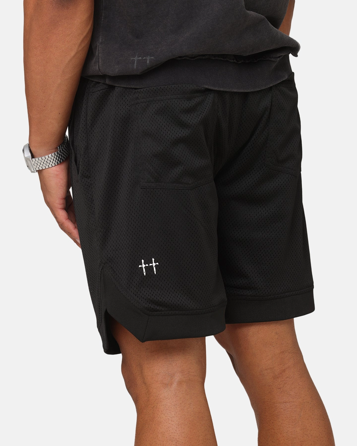 Saint Morta Rise Or Ride Basketball Shorts Black/Purple/White Light Fabric Flexible Knee Articulation
