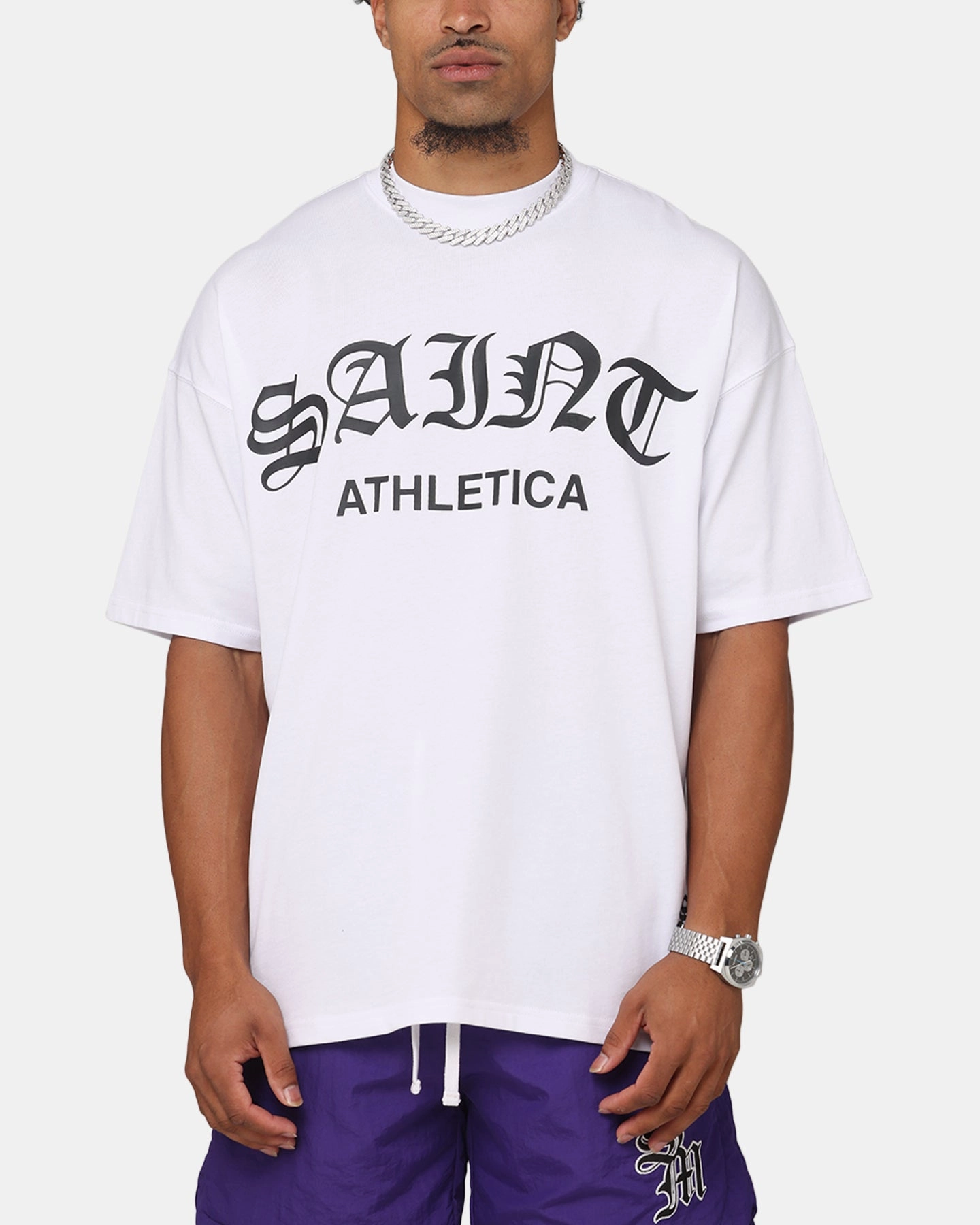 Saint Morta Saint Athletica Boxy T-Shirt White/Black Durable Fiber Blend