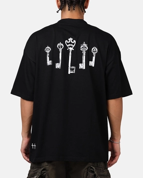 Double Stitched Hems FullCut Shoulder Saint Morta Skeleton Keys T-Shirt Black