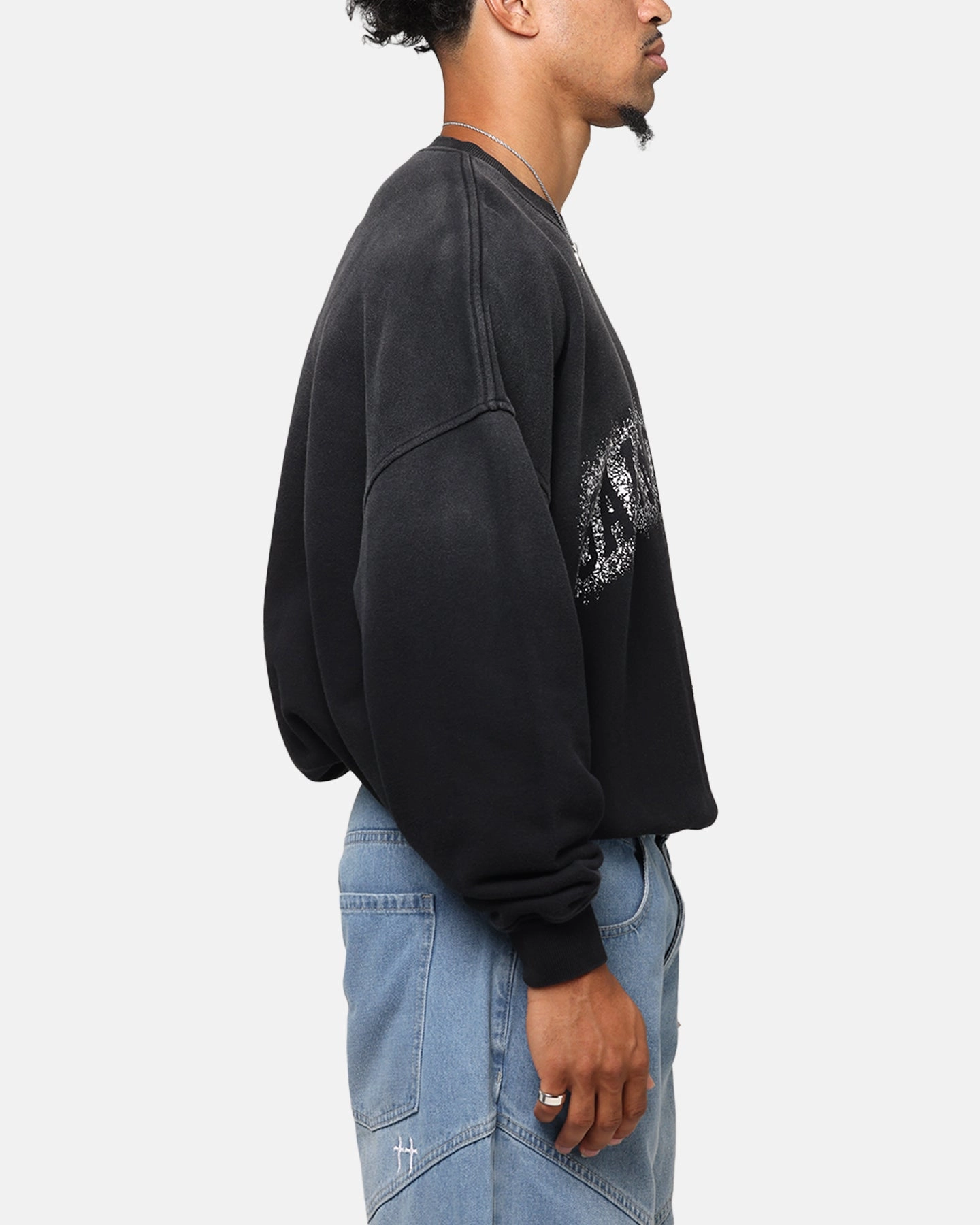 Saint Morta Spray Logo Crewneck Black Durable Overlock Stitch