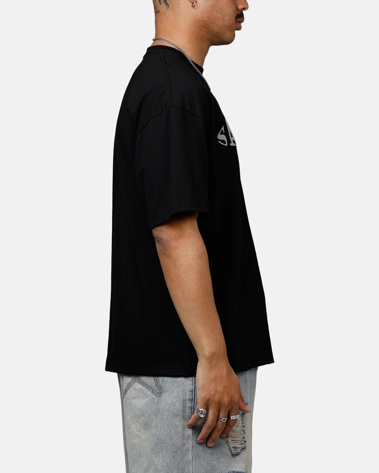 Curved Hem Saint Morta Vision Heavyweight T-Shirt Black