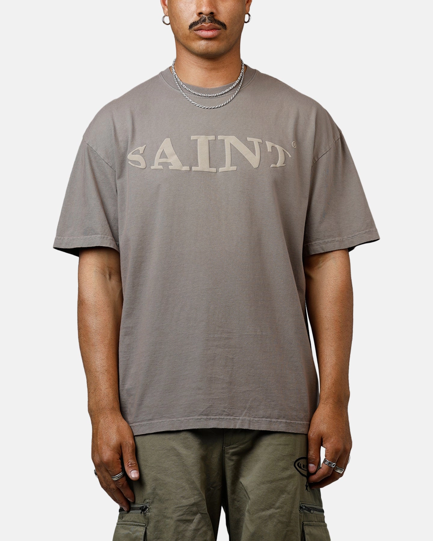 Structured Shoulder LayeredNeckline Saint Morta Vision Heavyweight T-Shirt Brown