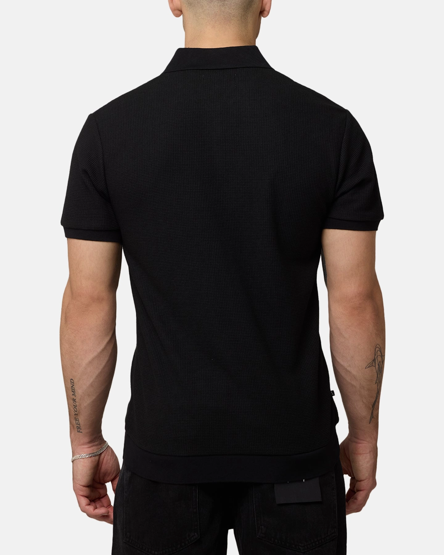 Saint Morta Waffle Polo Shirt Black VentilatedMesh Comfortable Collar