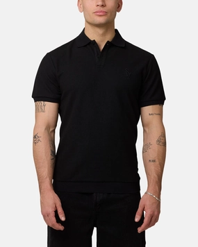 UV Protective Layer Smooth Interior Lining Saint Morta Waffle Polo Shirt Black