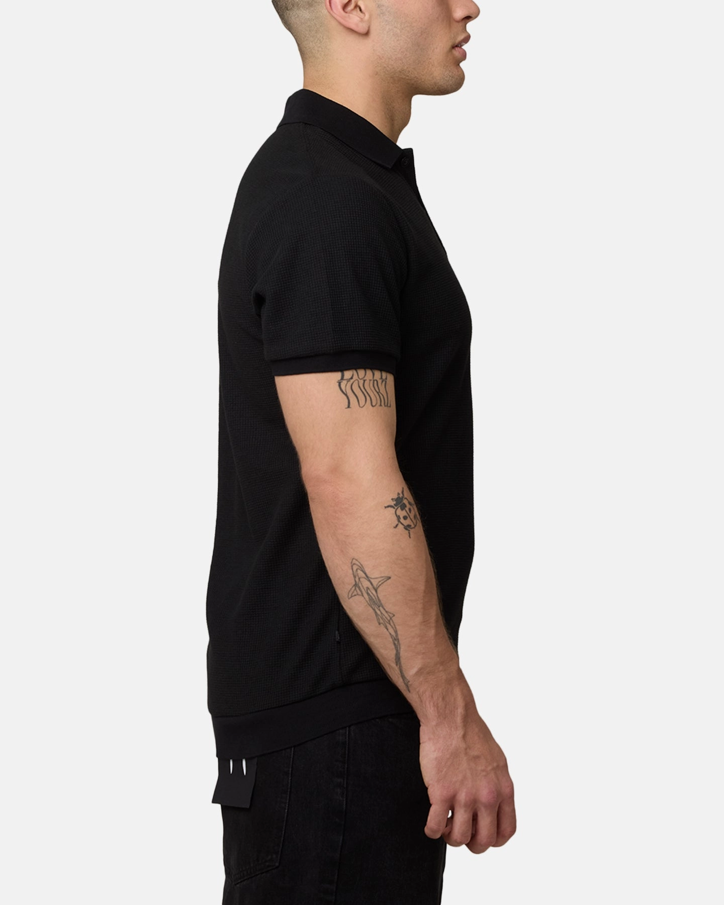 AthleisureReady Saint Morta Waffle Polo Shirt Black
