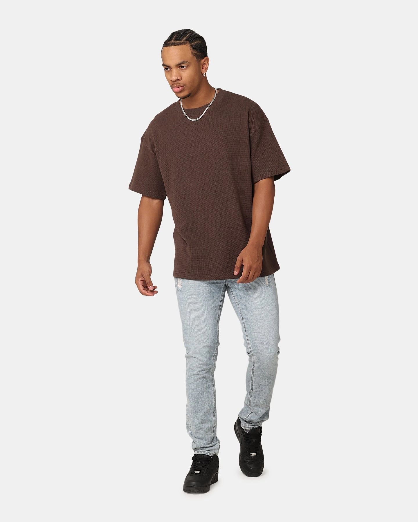 Hydrophobic Surface Treatment Saint Morta Waffle T-Shirt Chocolate Brown