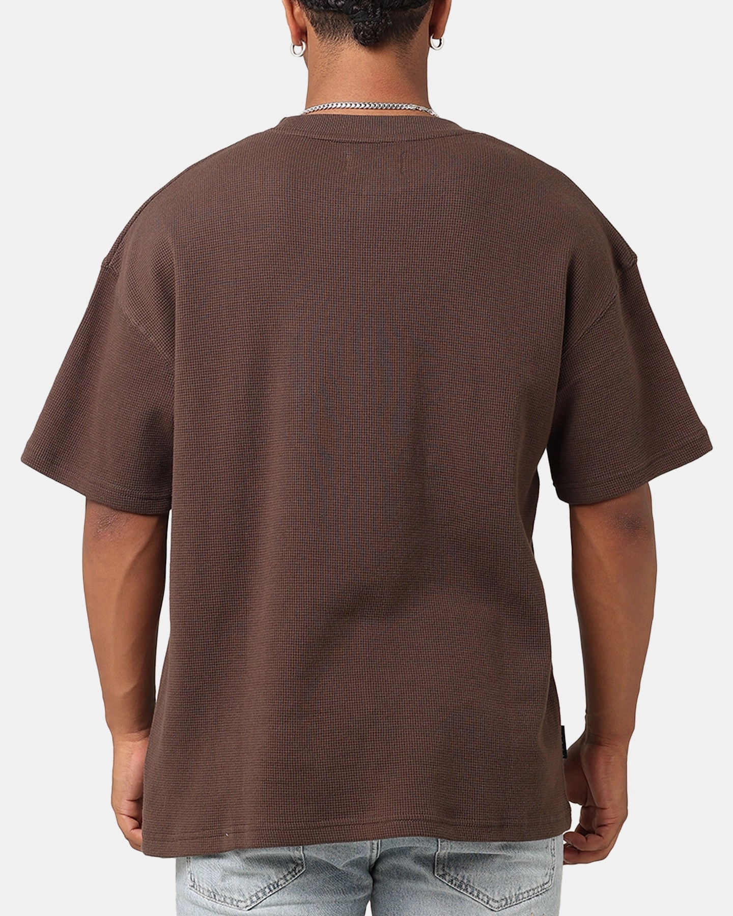 FrayResistant Fabric Casual Pullover Saint Morta Waffle T-Shirt Chocolate Brown
