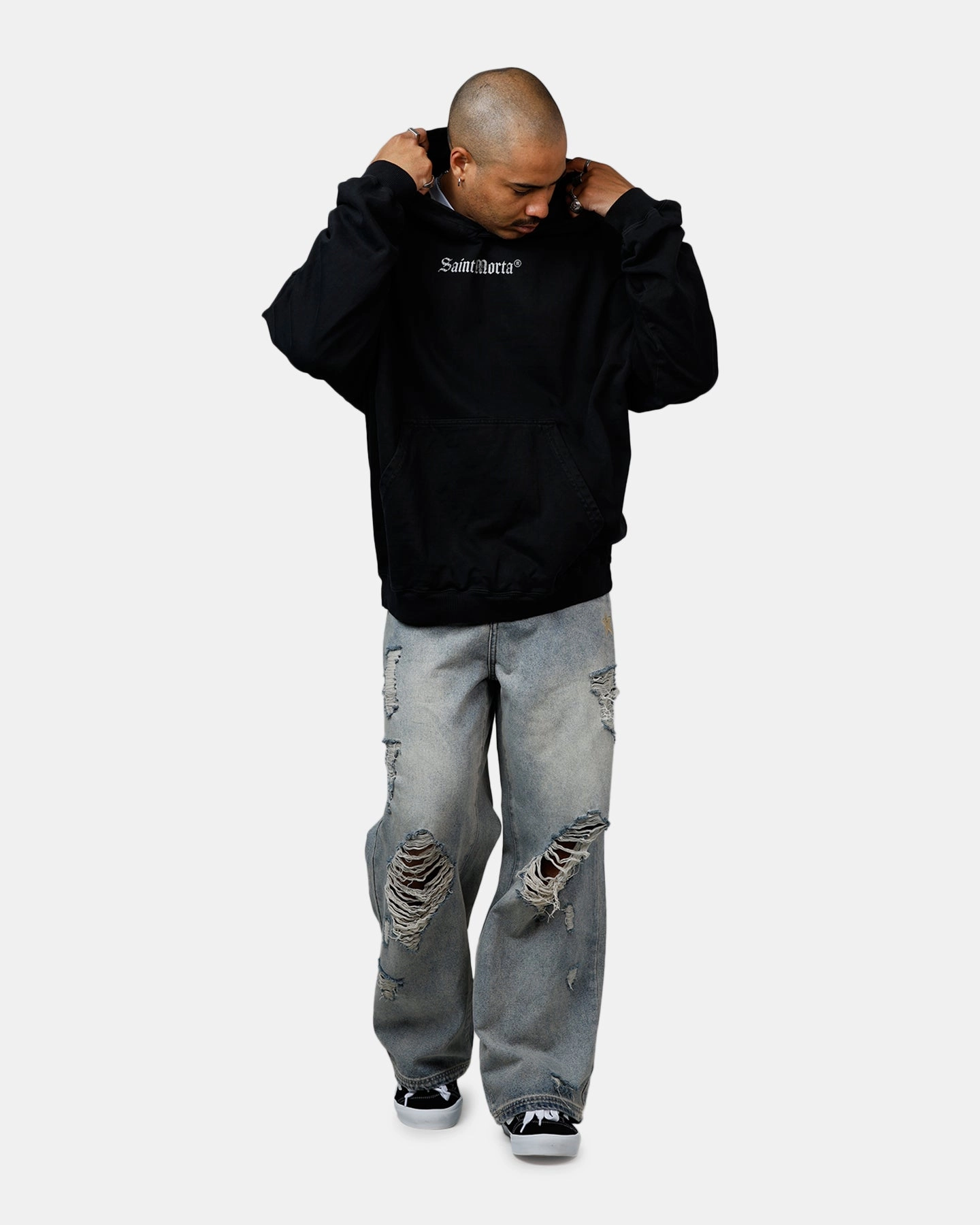 Saint Morta Weary Hearts Premium Hoodie Black FlatlockStitching