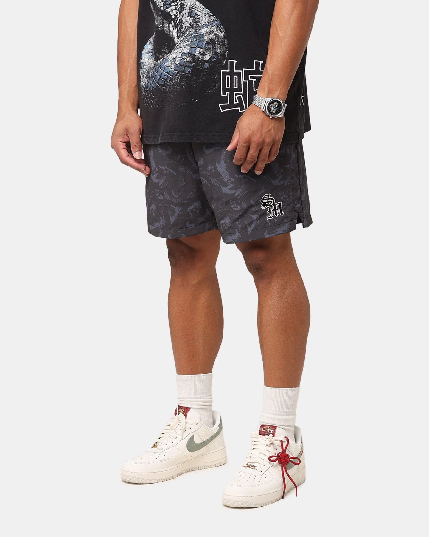 Stain Resistant Weave Saint Morta Year Of The Snake Nylon Shorts Black/Grey