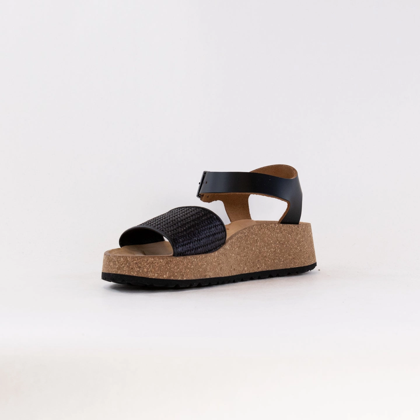 Vacation Flip-flops Casual Footwear Birkenstock-Papillo Glenda (Women's) - Black Raffia Leather