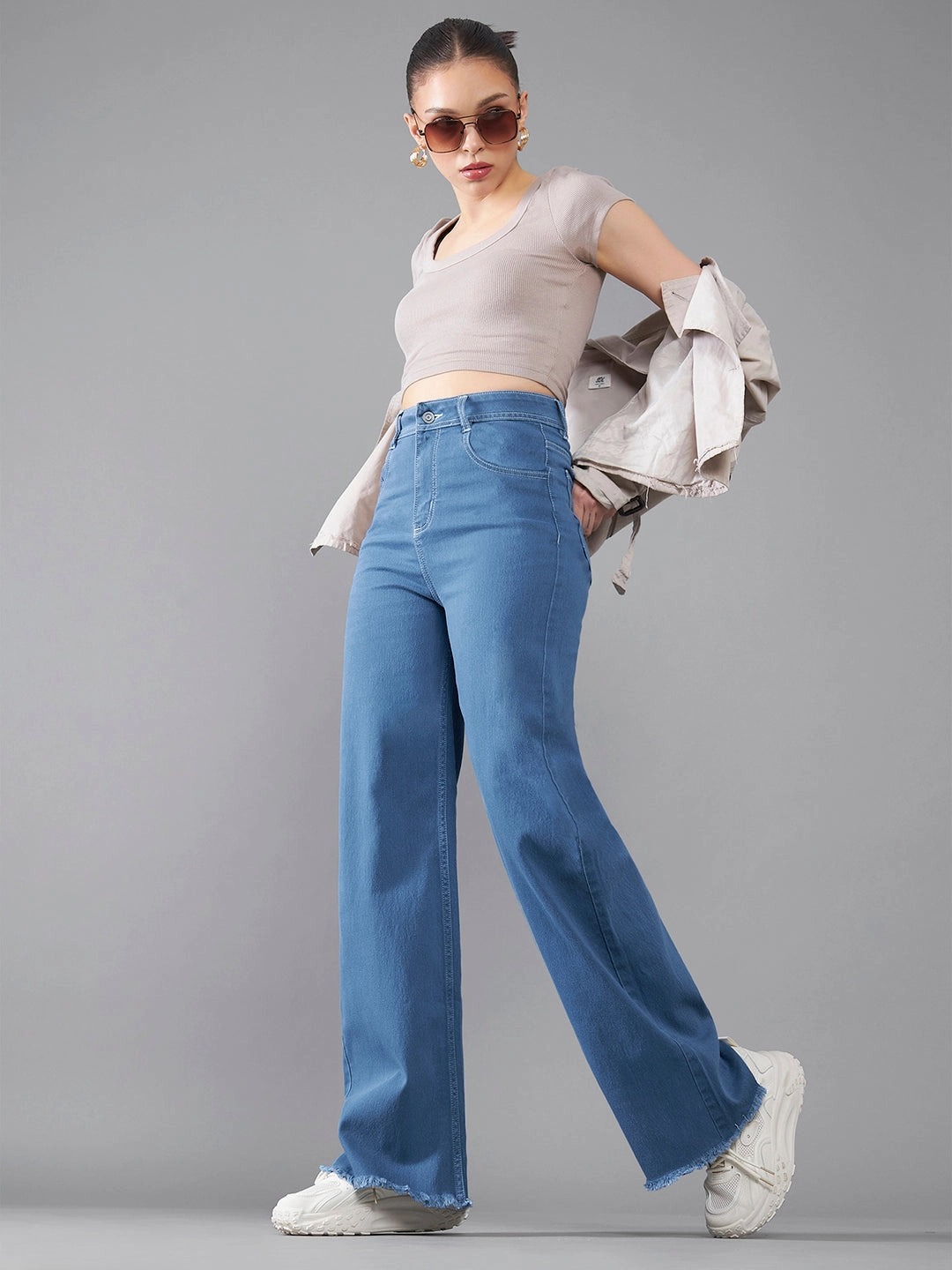 Year Round 24/7 Comfort Blue Wide-Leg High-Rise Stretchable Denim Jeans