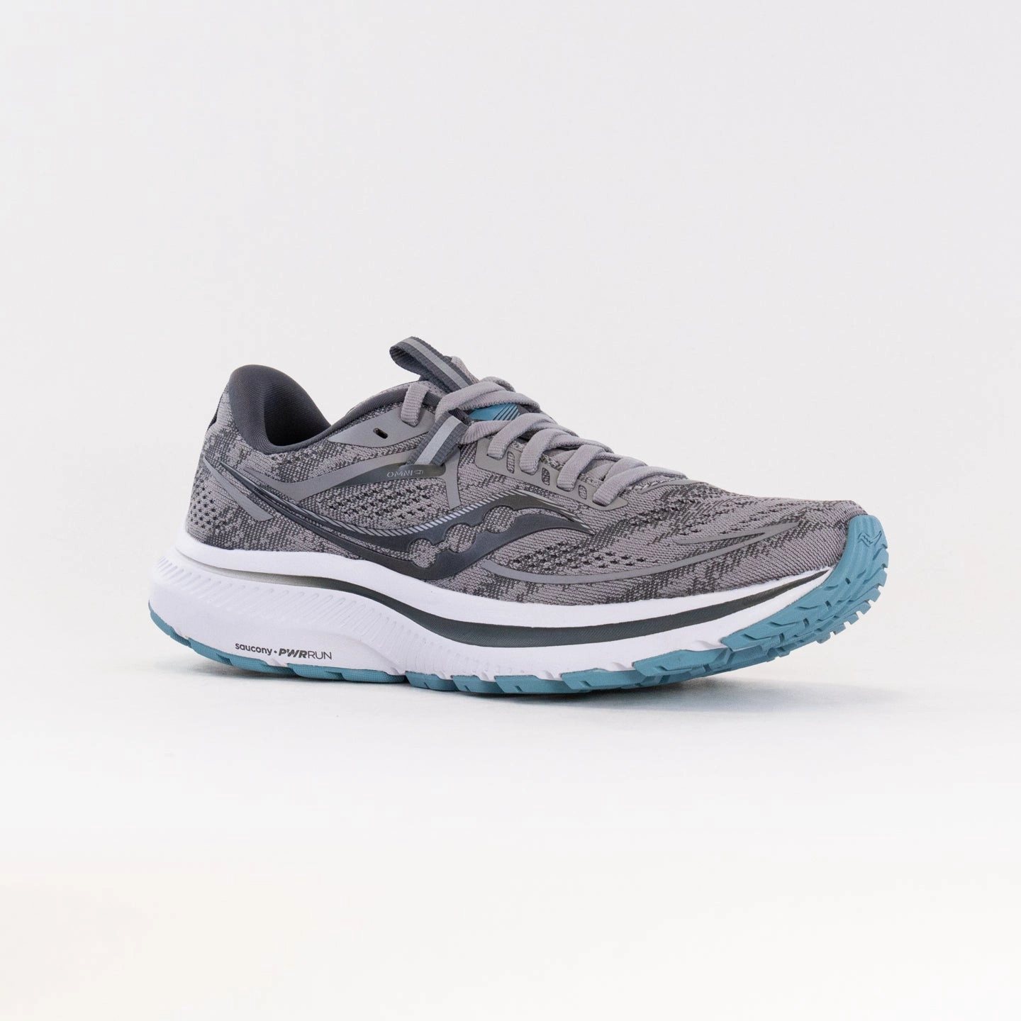 Saucony Omni 21 Wide (Women's) - Alloy/Rainfall Stretch Gusset Lace   Up Closure