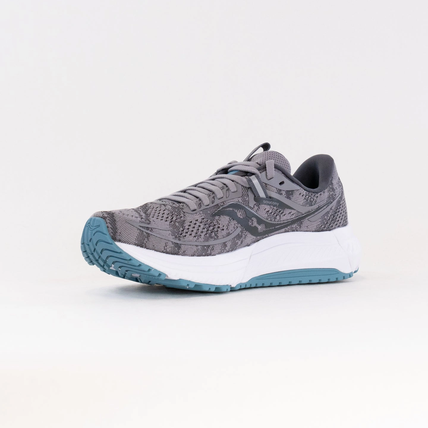 Saucony Omni 21 Wide (Women's) - Alloy/Rainfall running in a mountain range shoes group running wear